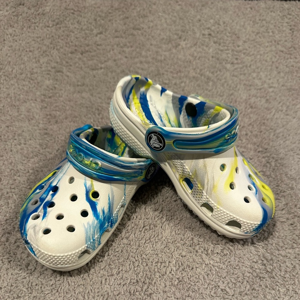 CROCS Kids Blue and Yellow Clogs